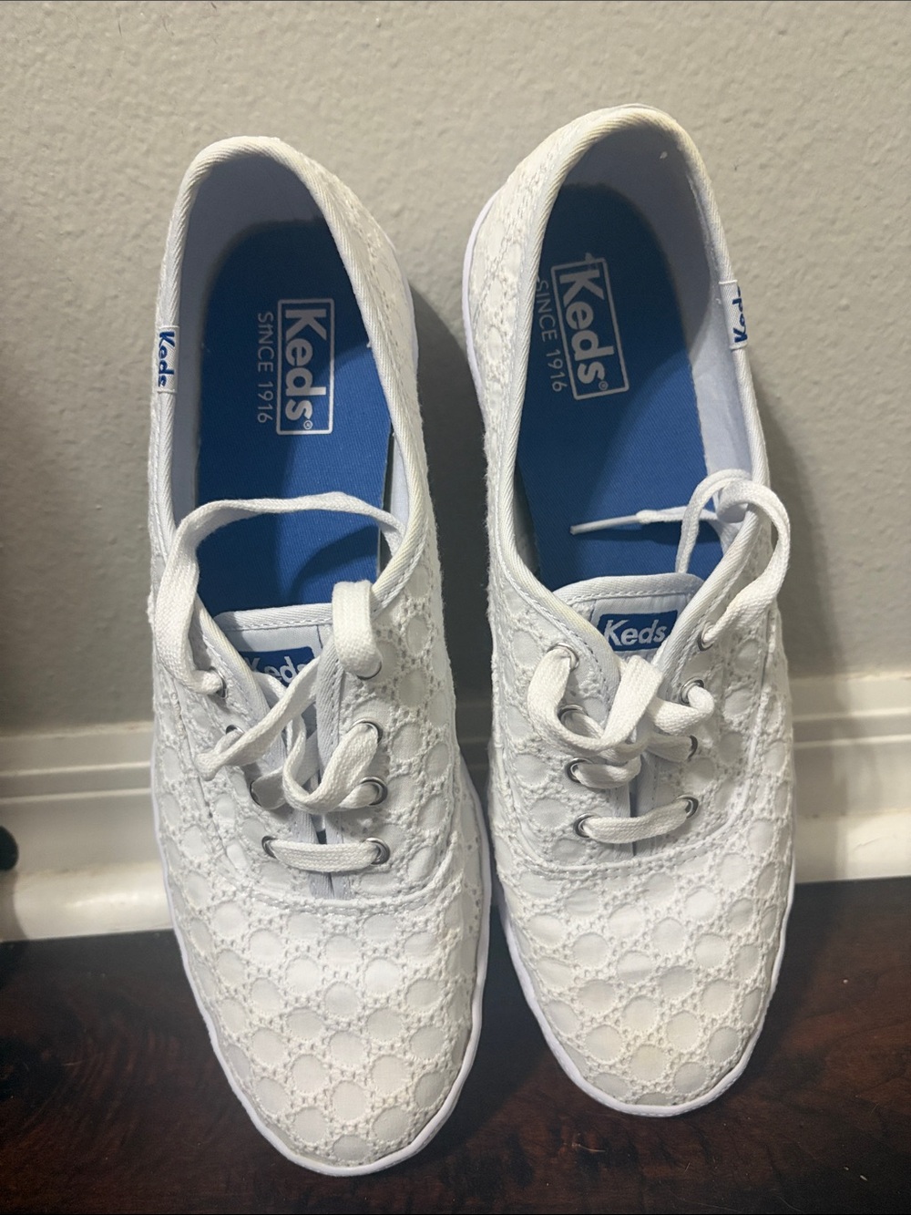 Keds Women's White Eyelet Lace-Up Sneakers Preppy Cottage Core